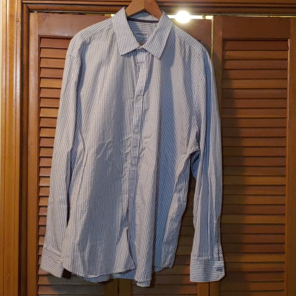 Blue and silver check button down shirt - Picture 1 of 4